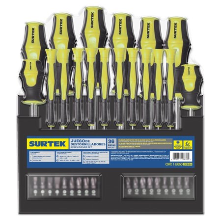 SURTEK Bimaterial Handle Screwdriver Combination Set, 36 Pieces JDB36